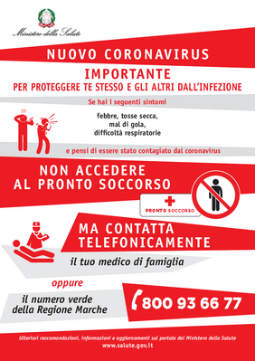 Coronavirus  Locandina Ministero della Salute   Regione Marche